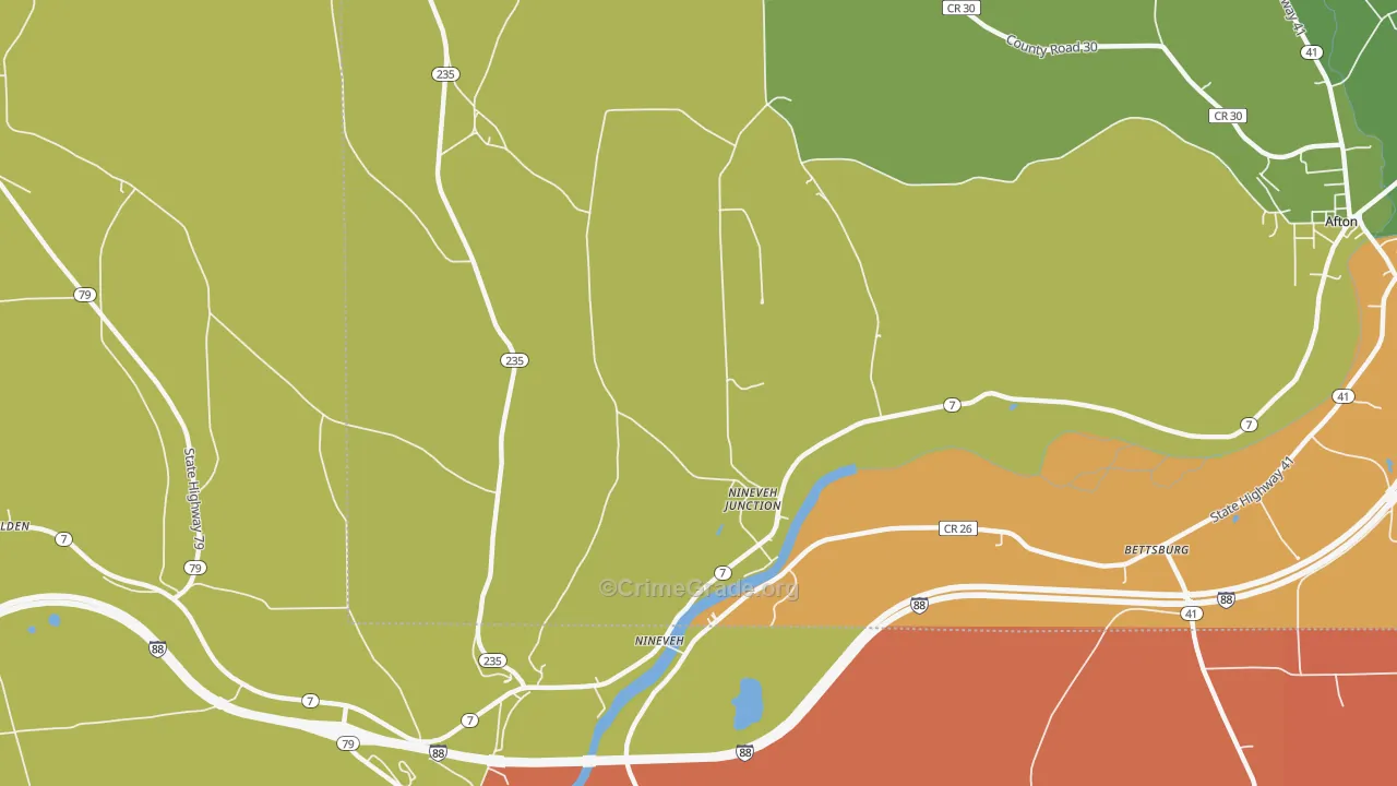 Nineveh Junction, NY Map of Arson Rates