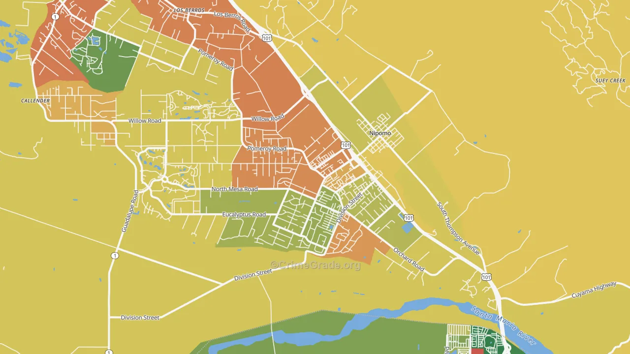 Nipomo, CA Map of Arson Rates