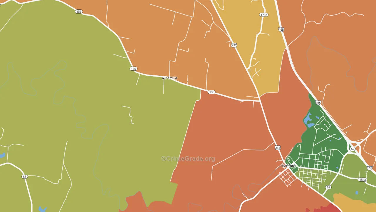 No Creek, KY Map of Arson Rates