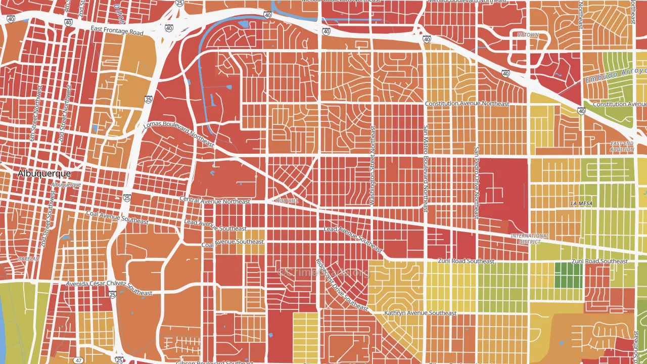 Nob Hill, Albuquerque, NM Map of Arson Rates