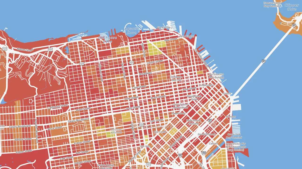 Nob Hill, San Francisco, CA Map of Arson Rates