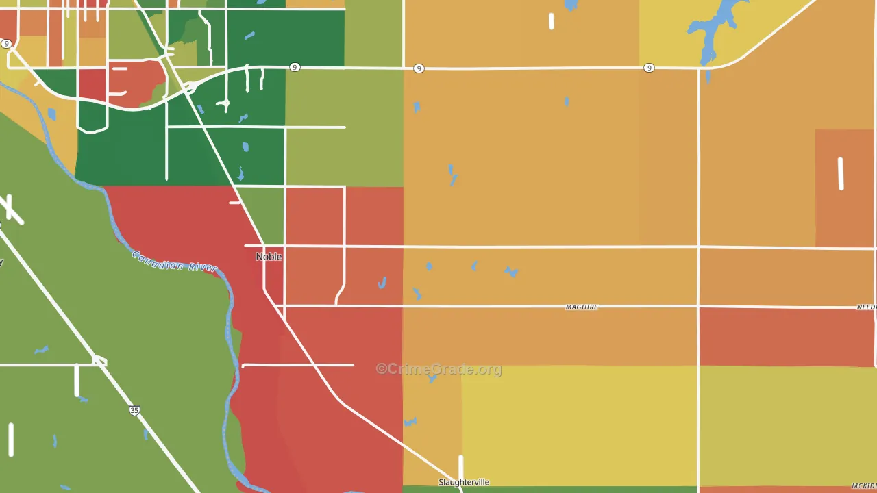 Noble, OK Map of Arson Rates