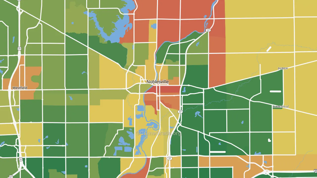 Noblesville, IN Map of Arson Rates