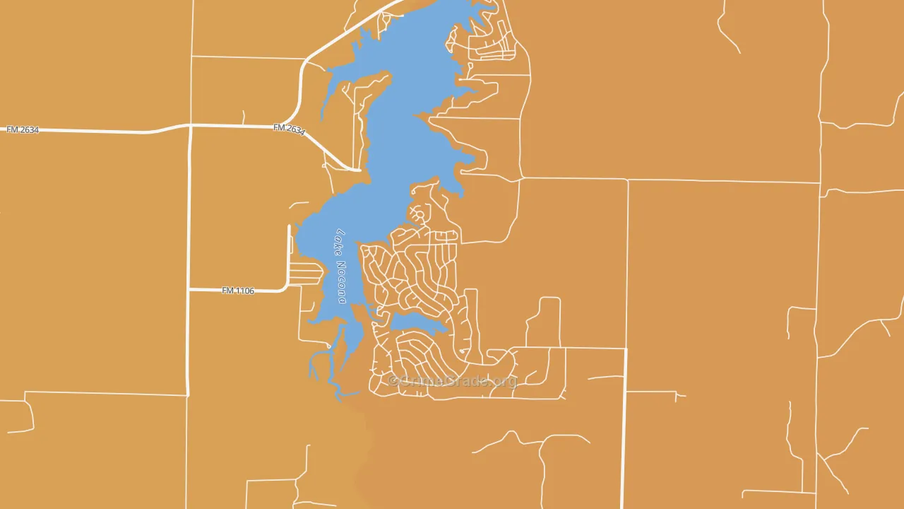 Nocona Hills, TX Map of Arson Rates