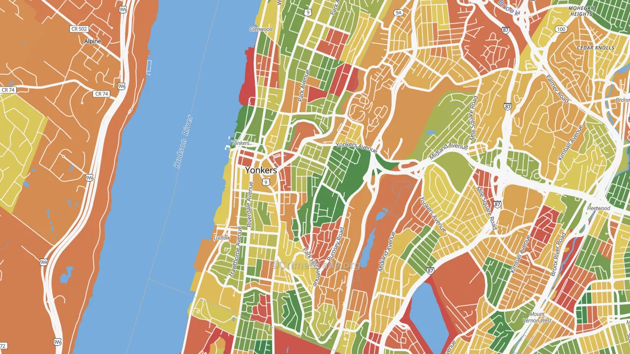 Nodine Hill, Yonkers, NY Map of Arson Rates