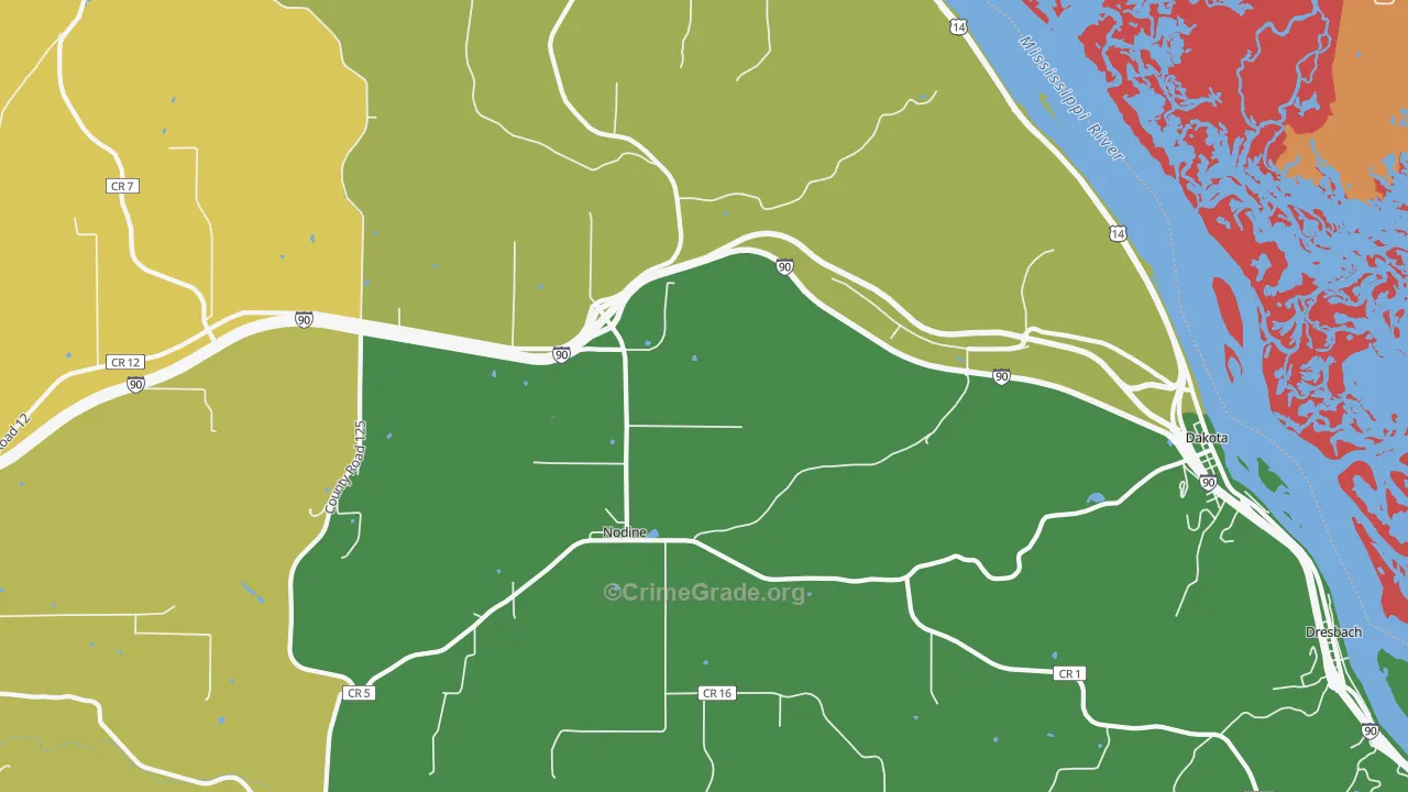 Nodine, MN Map of Arson Rates