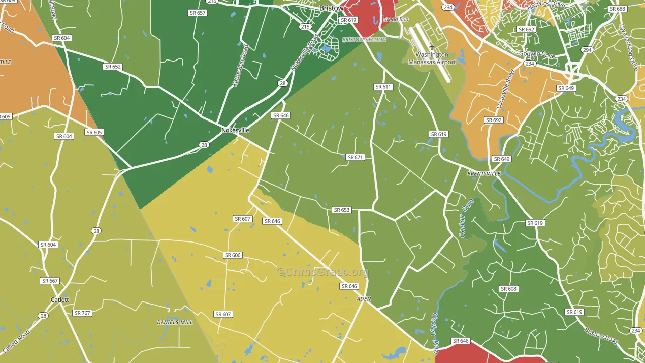 Nokesville, VA Map of Arson Rates