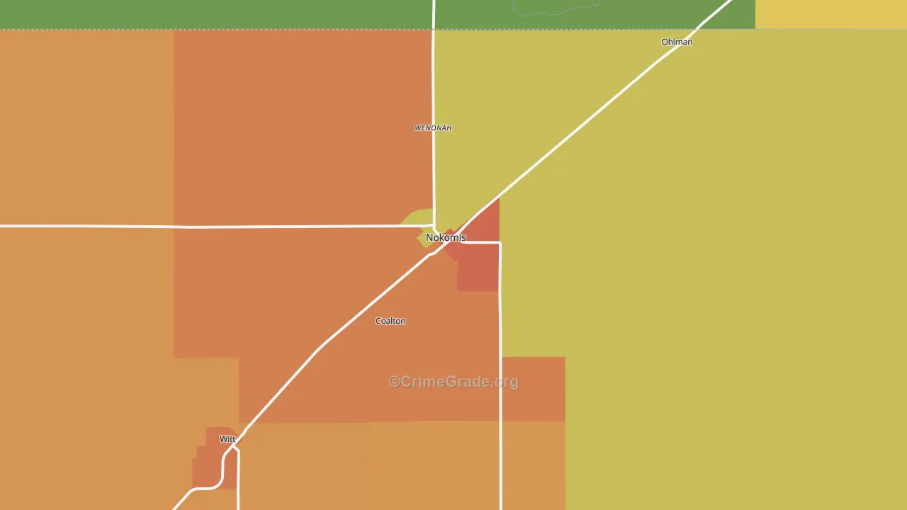 Nokomis, IL Map of Arson Rates