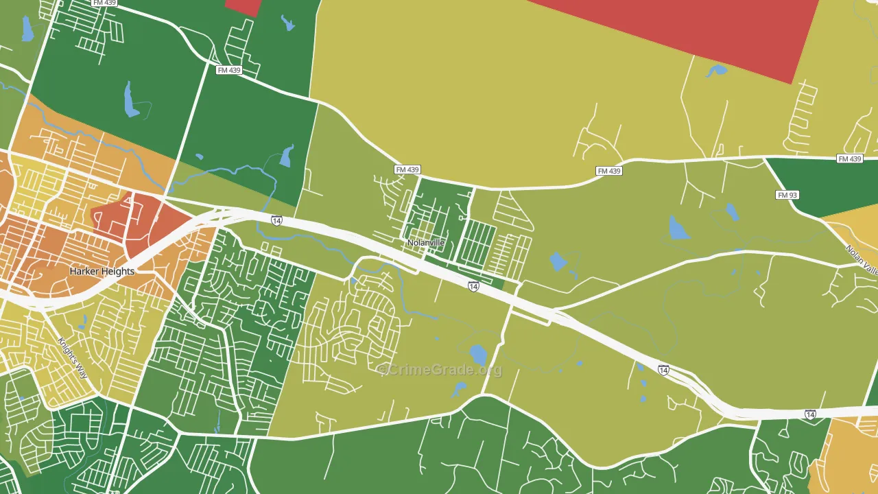 Nolanville, TX Map of Arson Rates