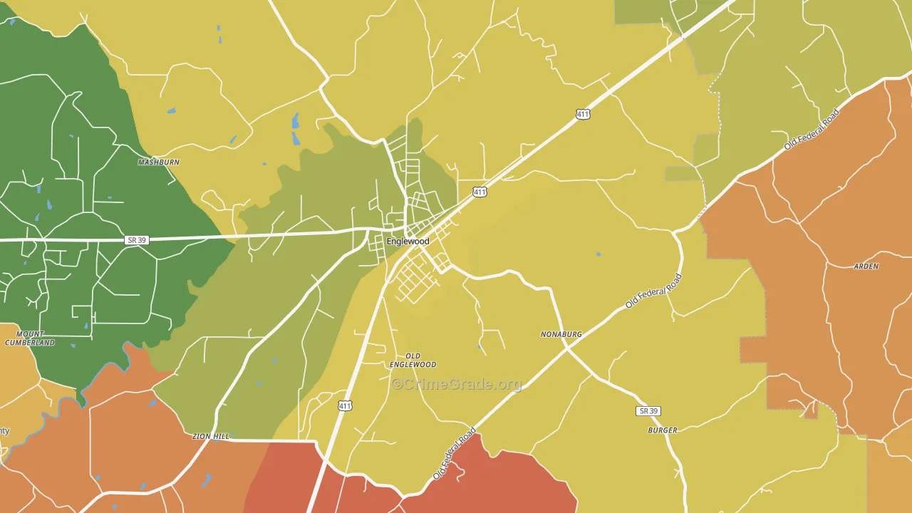 Nonaburg, TN Map of Arson Rates