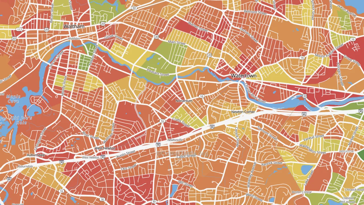 Nonantum, Newton, MA Map of Arson Rates