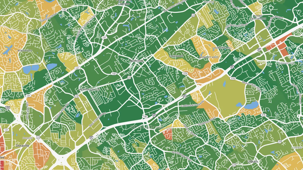 Norcross, GA Map of Arson Rates