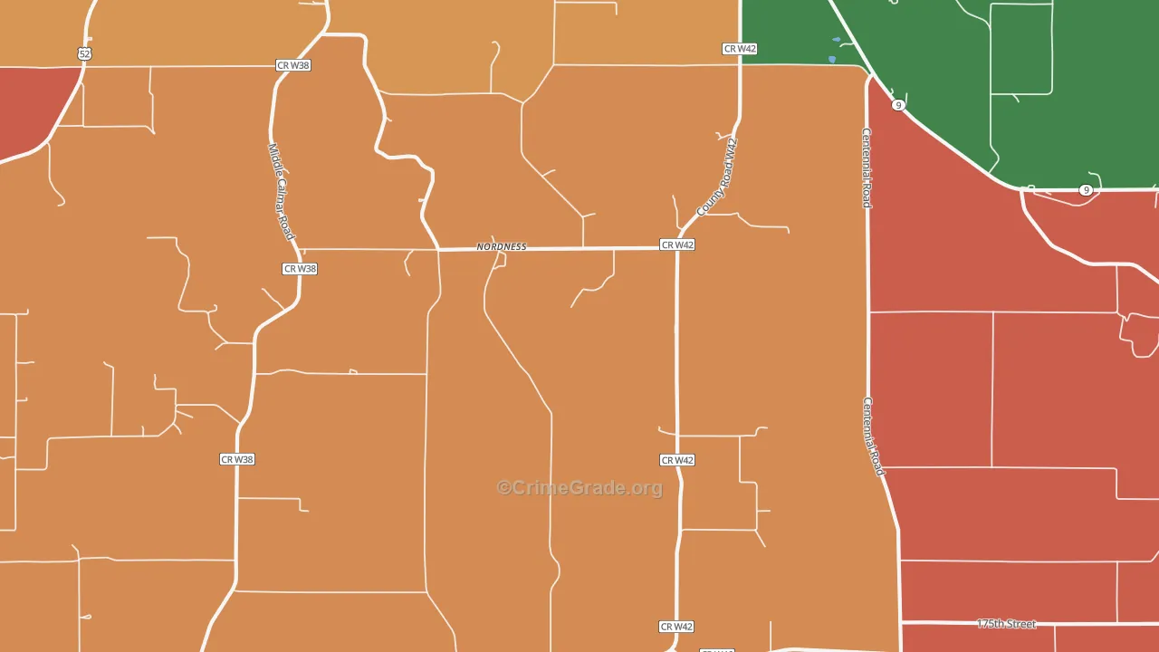 Nordness, IA Map of Arson Rates