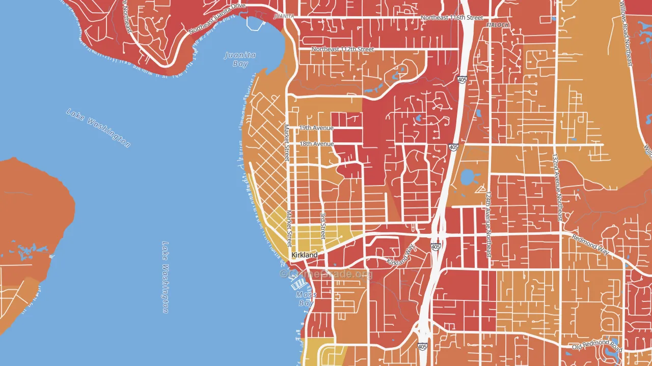 Norkirk, Kirkland, WA Map of Arson Rates