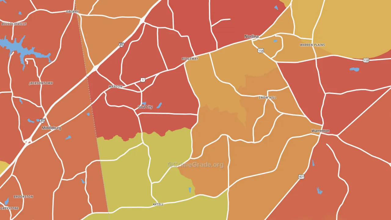 Norlina, NC Map of Arson Rates
