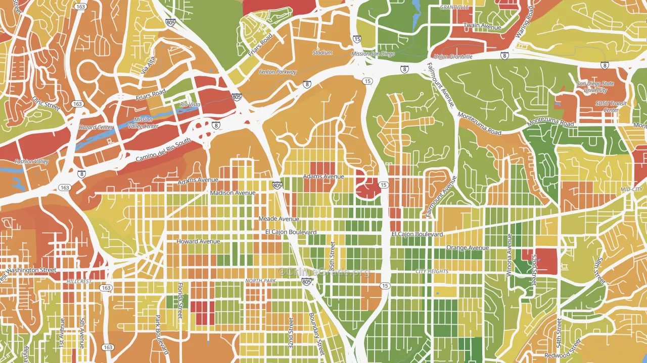 Normal Heights, San Diego, CA Map of Arson Rates