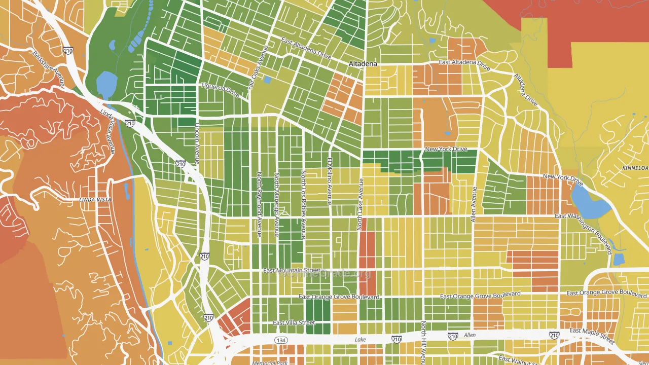 Normandie Heights, Pasadena, CA Map of Arson Rates