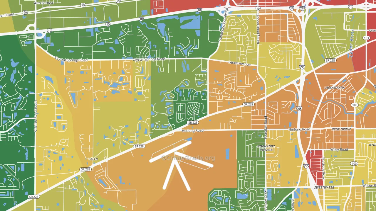 Normandy Estates, Jacksonville, FL Map of Arson Rates