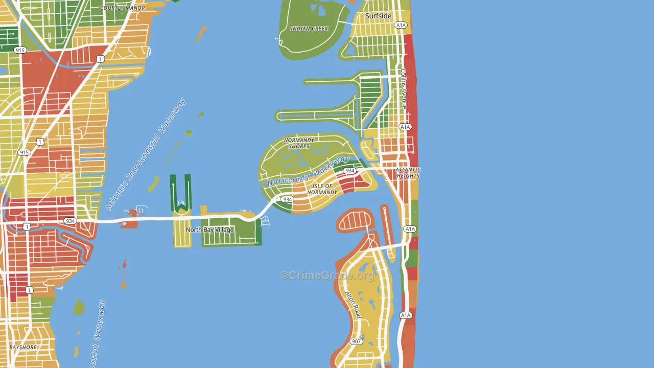 Normandy Isles, North Bay Village, FL Map of Arson Rates