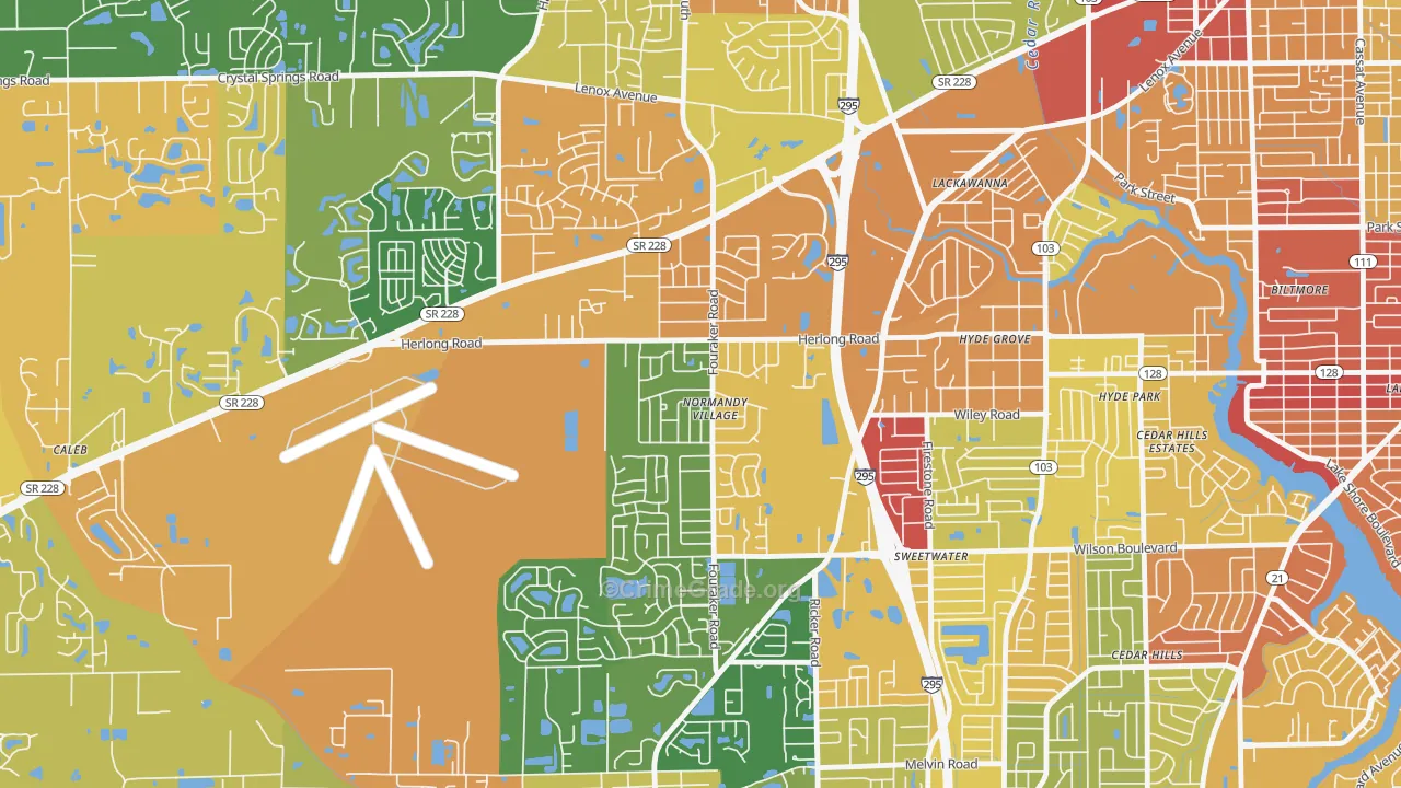 Normandy Manor, Jacksonville, FL Map of Arson Rates