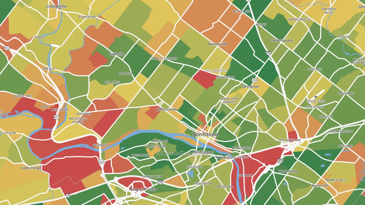 Norristown, PA Map of Arson Rates