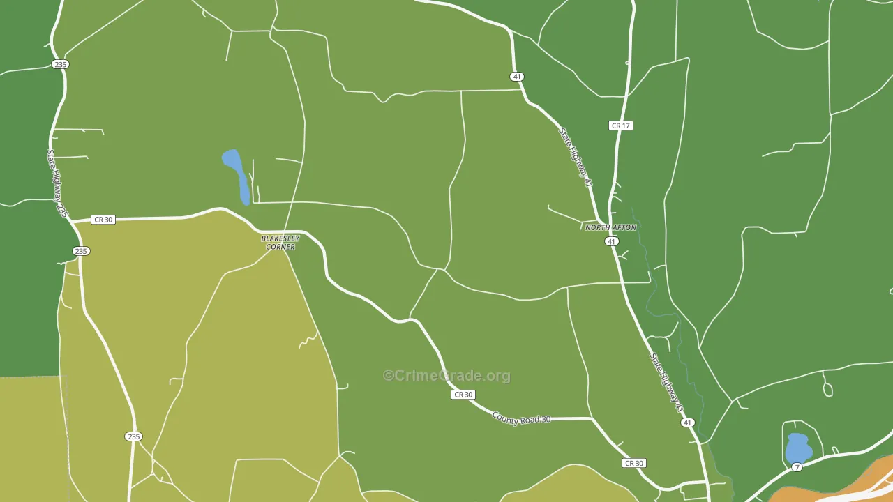 North Afton, NY Map of Arson Rates