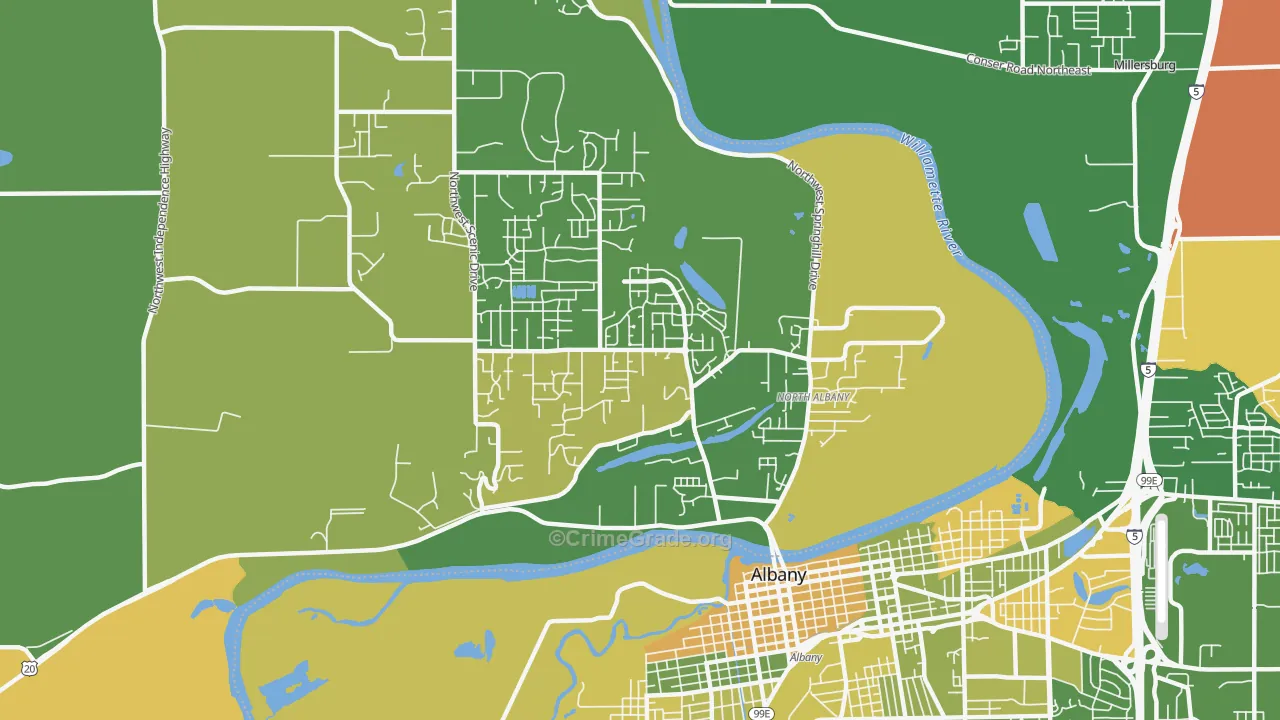 North Albany, Albany, OR Map of Arson Rates