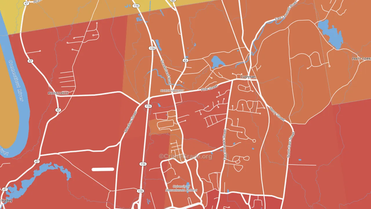 North Amherst, Amherst, MA Map of Arson Rates
