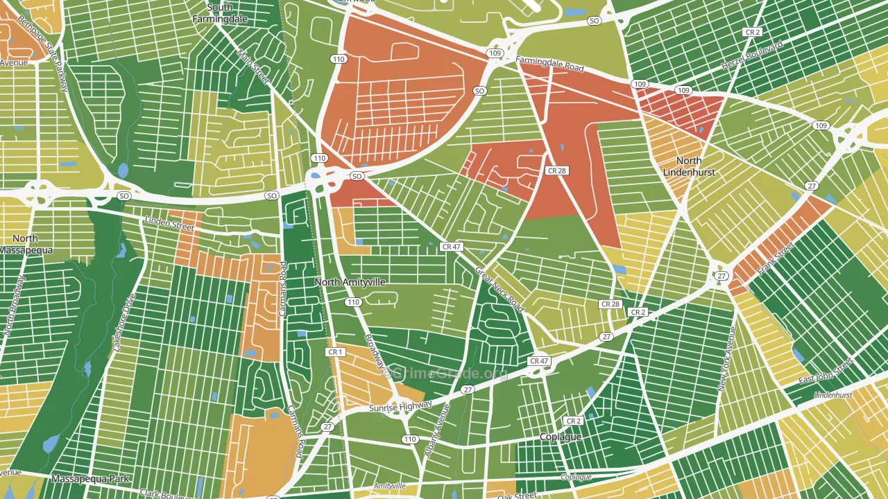 North Amityville, NY Map of Arson Rates