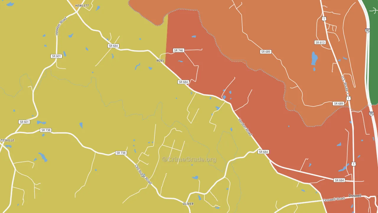 North Anna, VA Map of Arson Rates