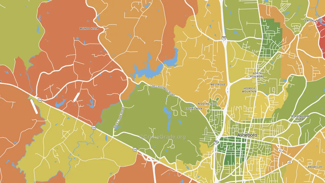 North Asheboro, NC Map of Arson Rates