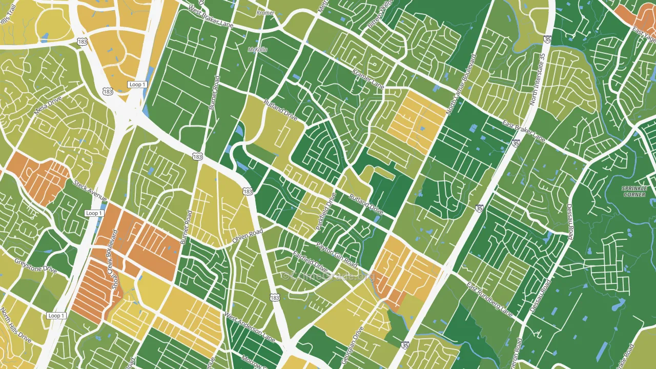 North Austin, Austin, TX Map of Arson Rates