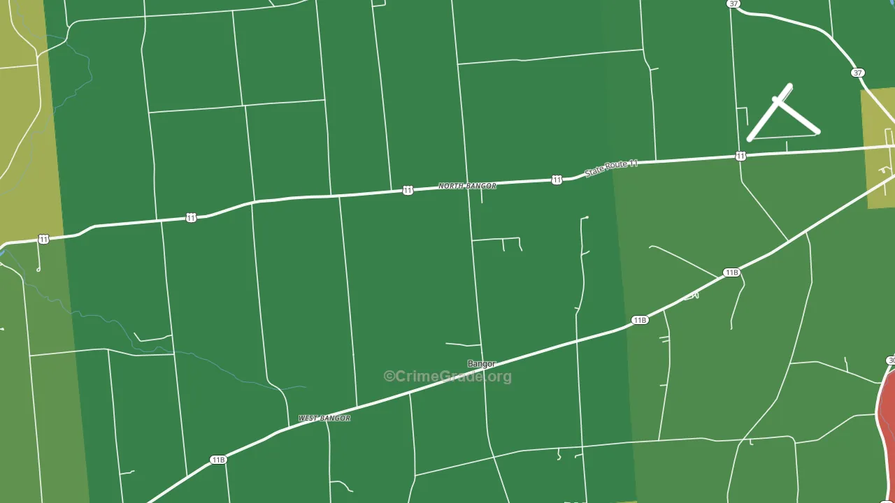 North Bangor, NY Map of Arson Rates
