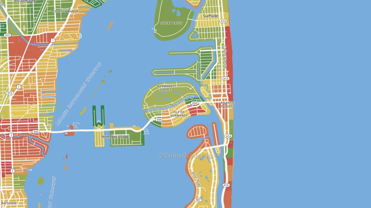 North Bay Village, FL Map of Arson Rates