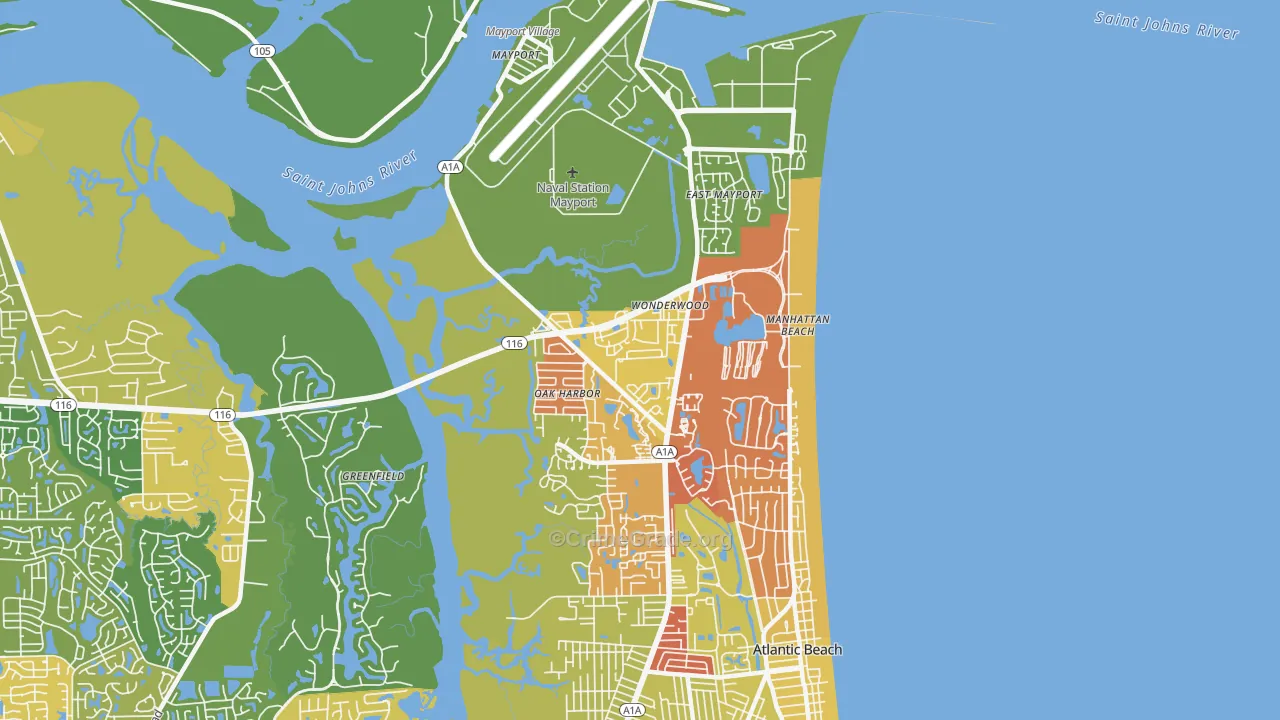 North Beach, Atlantic Beach, FL Map of Arson Rates
