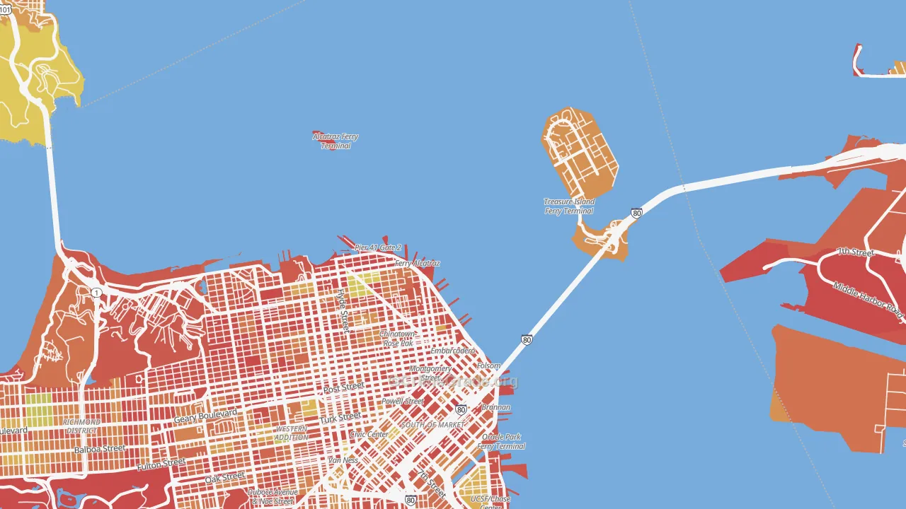 North Beach, San Francisco, CA Map of Arson Rates