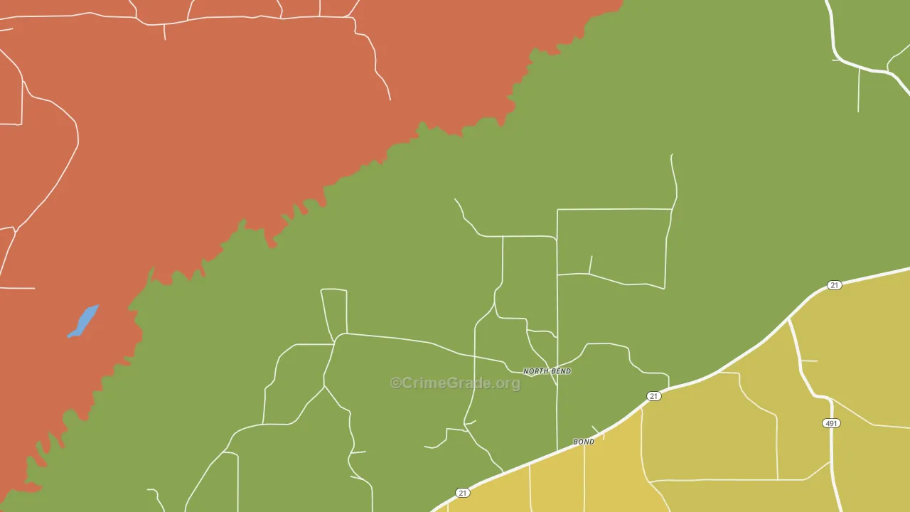 North Bend, MS Map of Arson Rates
