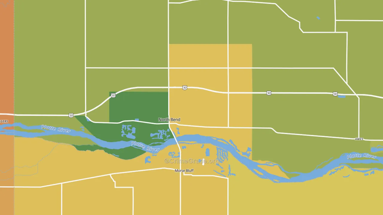 North Bend, NE Map of Arson Rates