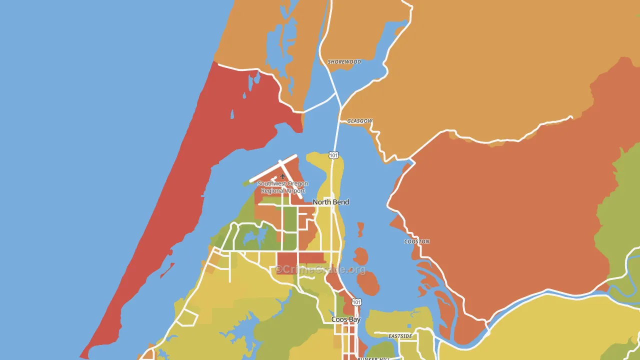 North Bend, OR Map of Arson Rates