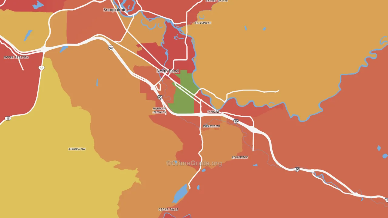 North Bend, WA Map of Arson Rates