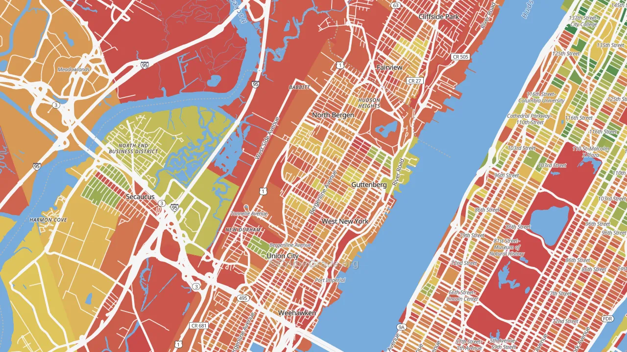 North Bergen, NJ Map of Arson Rates