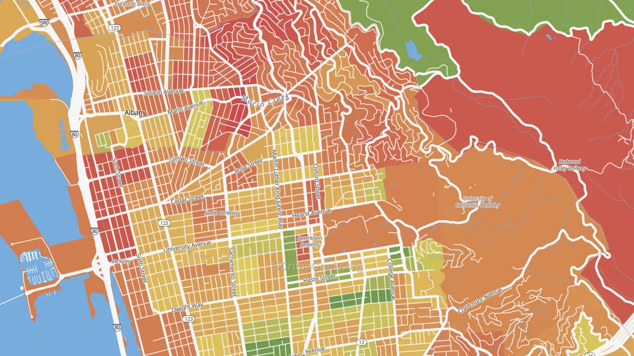 North Berkeley, Berkeley, CA Map of Arson Rates