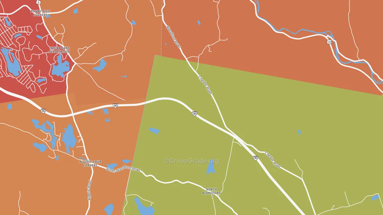North Blandford, MA Map of Arson Rates