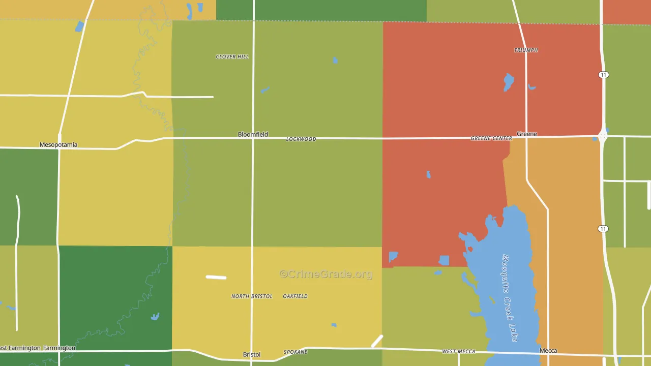 North Bloomfield, OH Map of Arson Rates