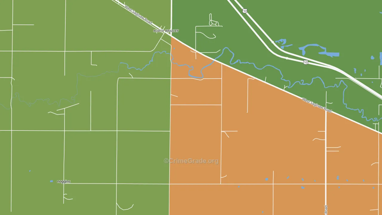 North Bradley, MI Map of Arson Rates