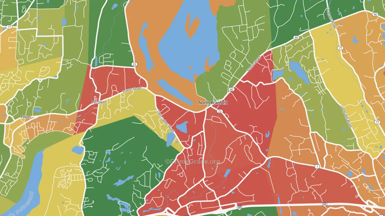 North Branford, CT Map of Arson Rates