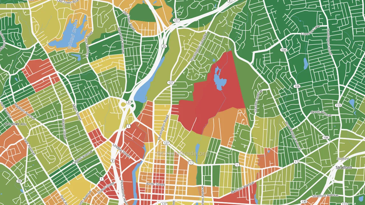 North Bridgeport, Bridgeport, CT Map of Arson Rates
