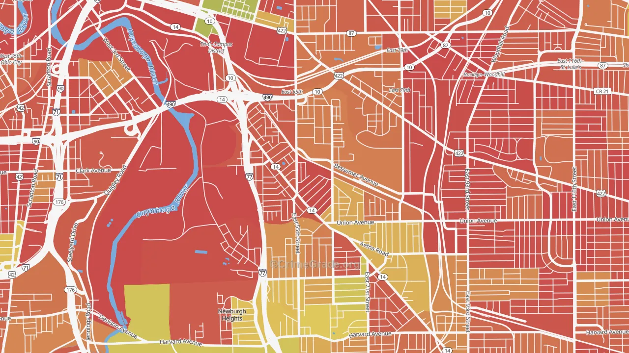 North Broadway, Cleveland, OH Map of Arson Rates