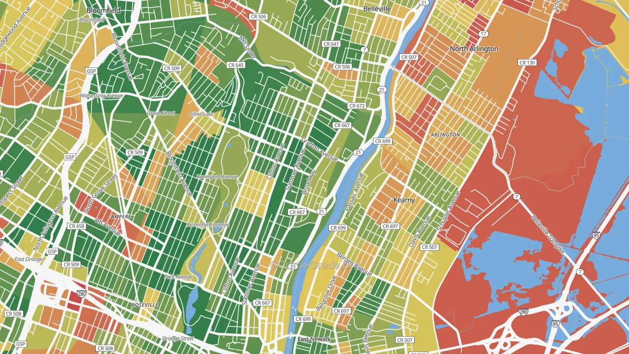 North Broadway, Newark, NJ Map of Arson Rates