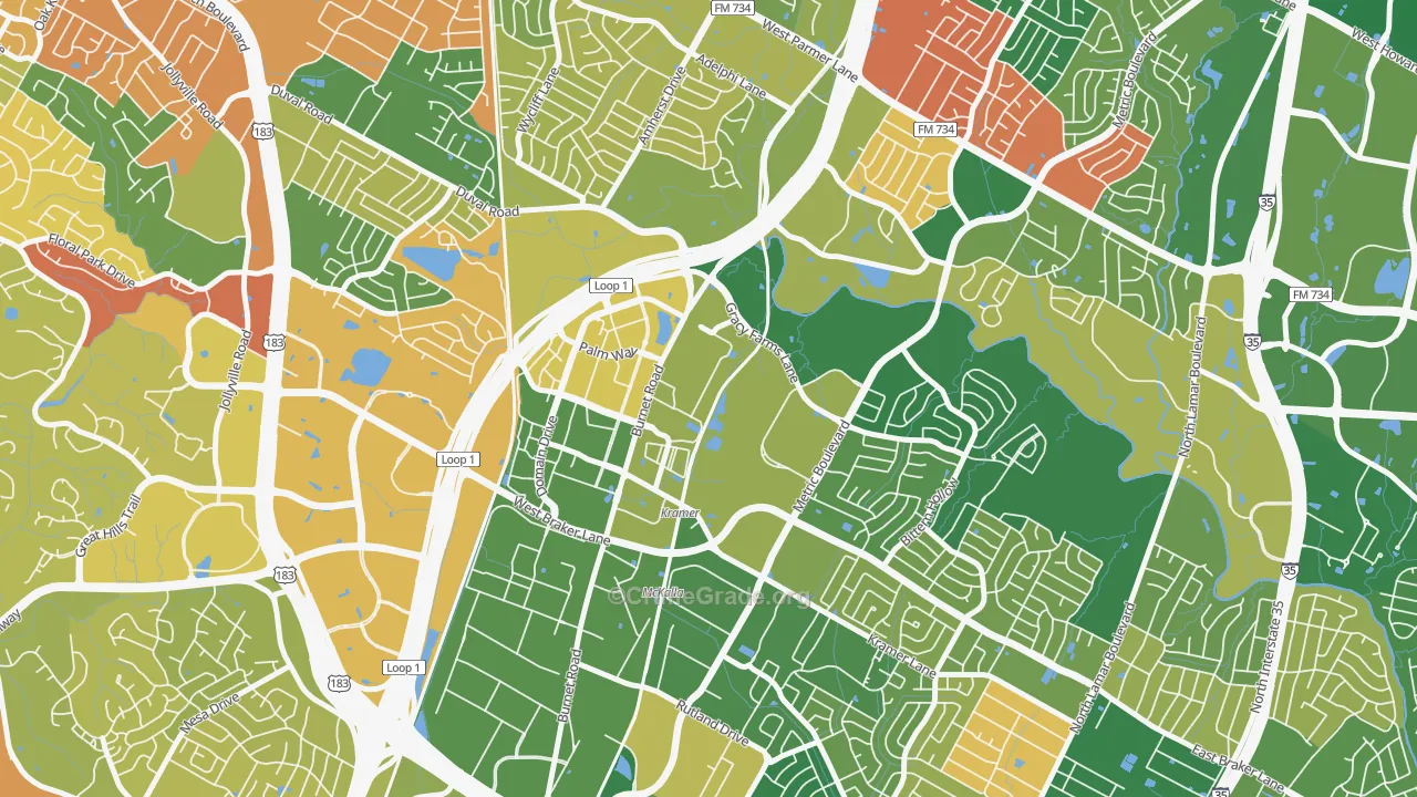 North Burnet, Austin, TX Map of Arson Rates